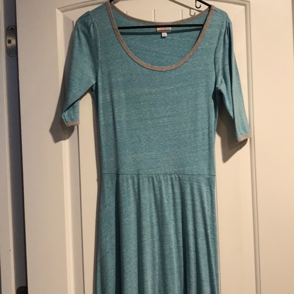 Lularoe Ana maxi dress light blue with gray ringer